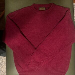 Eddie Bauer, Burgundy ,100% Wool, Knit Sweater, Size Large